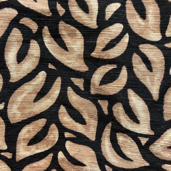 Perry Ellis Men Shirt Large Short Sleeve Silk Linen Button Up Leaf Print Tan Y2K - Picture 6 of 11